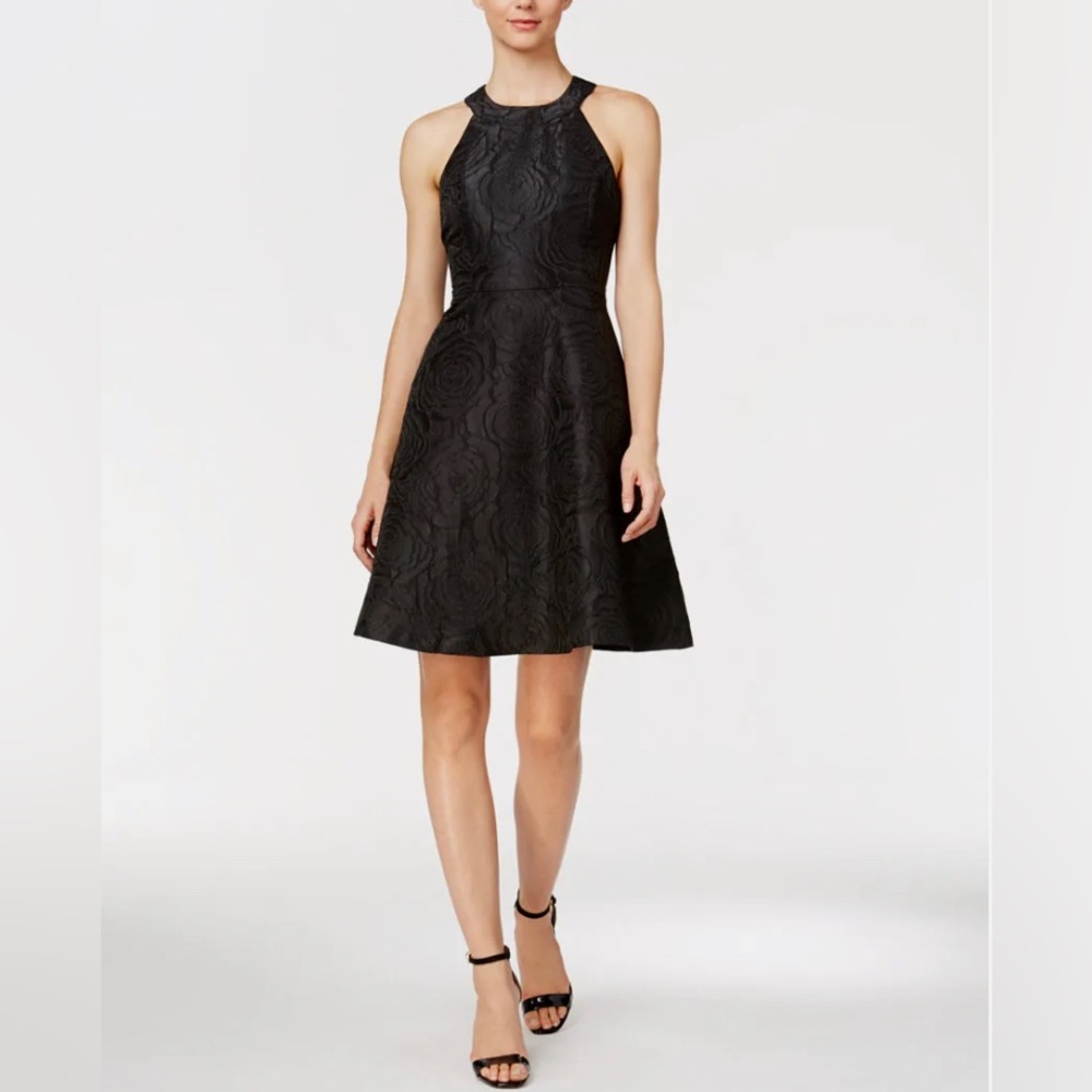 Calvin Klein Petite Floral Jacquard Halter Dress Size 2